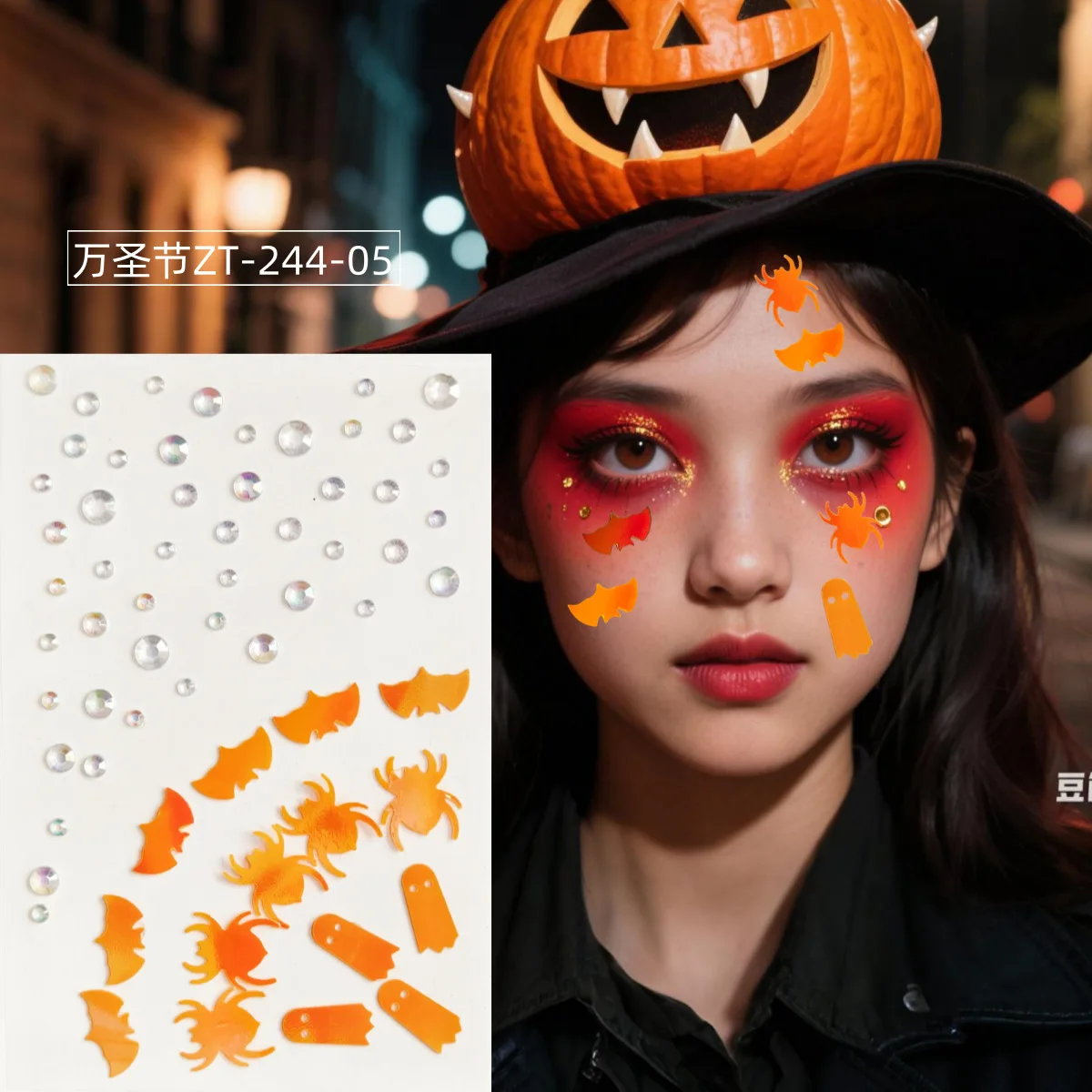 

Halloween Facial Makeup Temporary Tattoo Stickers Long-lasting and Waterproof Tears of the Nun Tattoo Sticker for Face