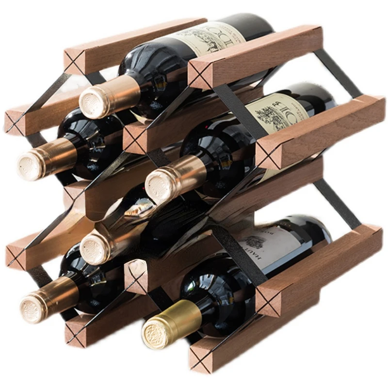 Modern Minimalist Wine Rack Decoration Solid Wood Wine Rack Nordic Wine Plaid Household Wooden Diamond Lattice Wine Rack