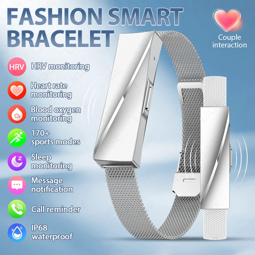 

LIGE Women Smart Bracelet Heart Rate Health Monitor No Screen Smart Watch IP68 Waterproof Sports Band Fitness Smartwatch 2026