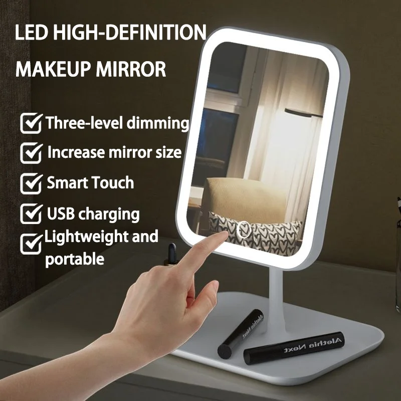 

Умное LED-зеркало для макияжа с подсветкой, настольное зеркало для спальни, зеркало для туалетного столика, настольное зеркало с подсветкой