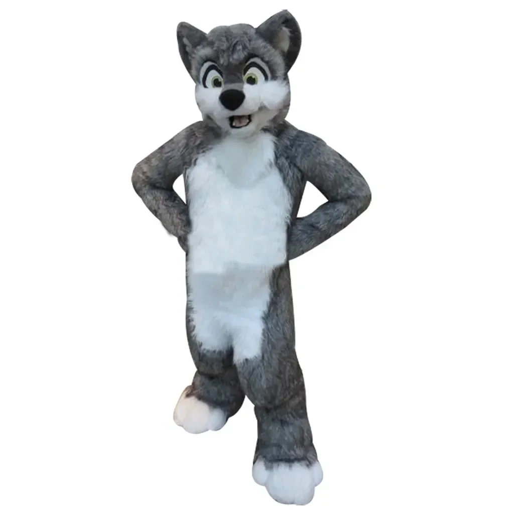 

Unisex Grey Husky Dog Fox Wolf Mascot Costume Fursuit for Halloween Christmas Fancy Party Cartoon Fur Outfit Suit Carnival