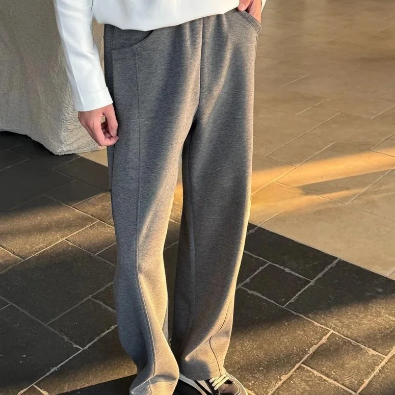 

Мужские повседневные спортивные брюки прямого кроя, роскошные длинные брюки, модные городские брюки со средней/высокой талией, прямые брюки-трубы