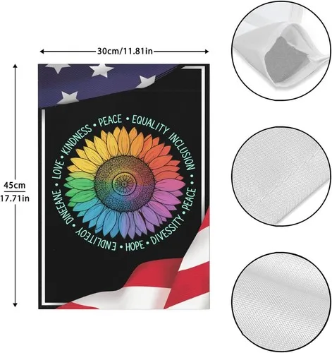 Kindnes Peace Equalitys Love Hope Diversitys Human Rights Black Floral, 12x18 XXQ
