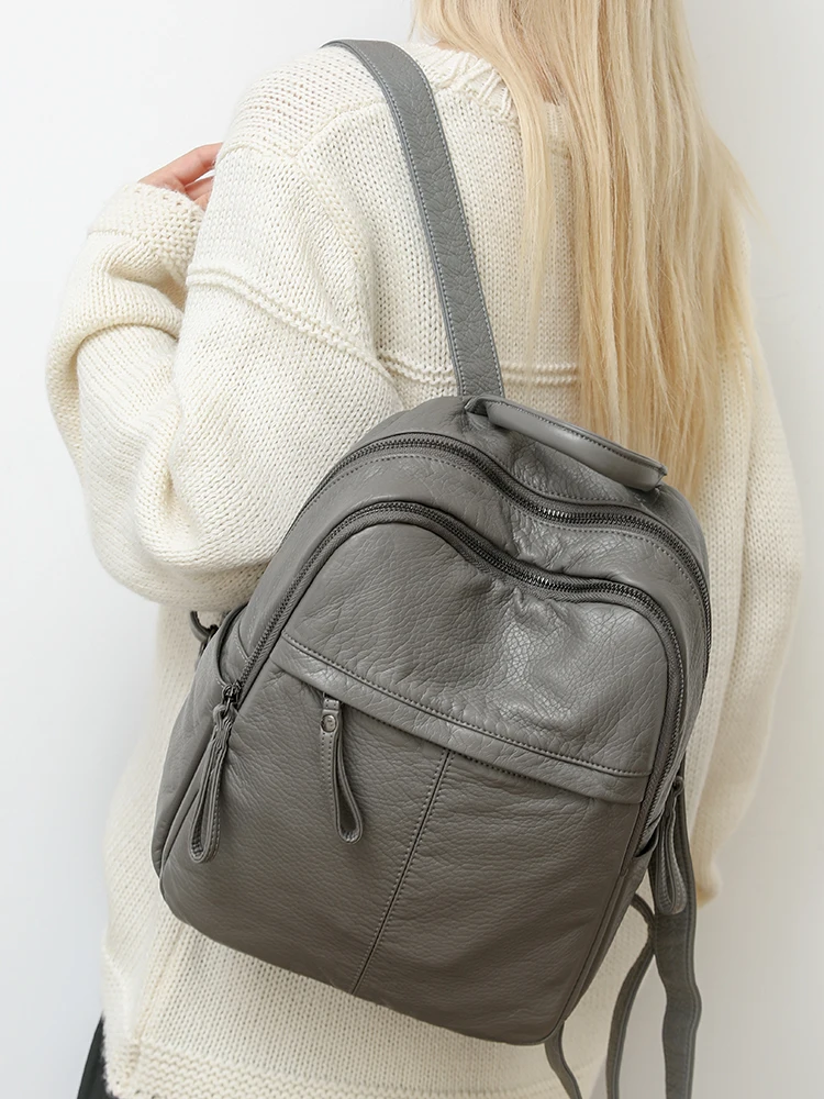 

Women's Faionable Soft Leather Large Capaci Lightweight Bapa Travel Outdoors Handbag Dual oulder Bag Commuter Sle