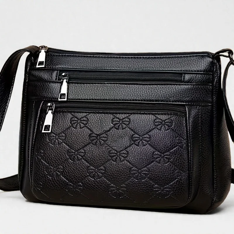 

Design PU Leather Handbag Shoulder Crossbody Bag for Middle Aged Women Mother Lightweight Spacious Fashion Grandma Gift - Brown