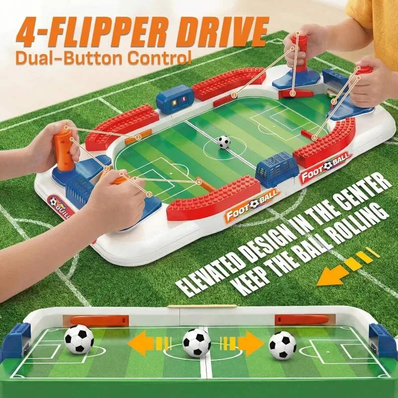 Mini Tabletop Soccer Game Double Flip Control High Barrier Foosball Board Game for Adults Indoor Home Entertainment Football Toy