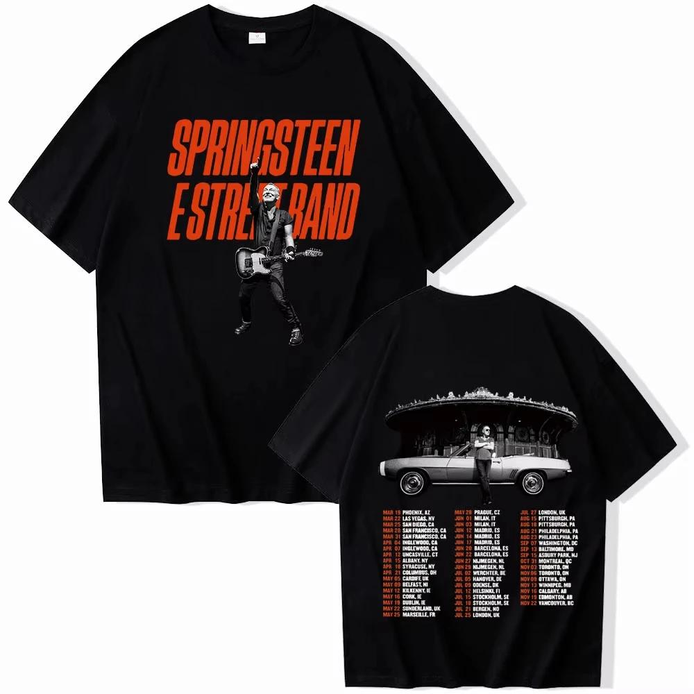 Bruce Springsteen and E Street 2024 Tour T-Shirts Men Women Cotton Tee O-Neck Short Sleeve Music Hip Hop Shirts Fans Gift