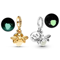925 Silver Glow-in-the-dark Firefly Dangle Charm Fits 3mm Bracelet Necklace Women Pendant Beads Luxury DIY Jewelry Making Gift