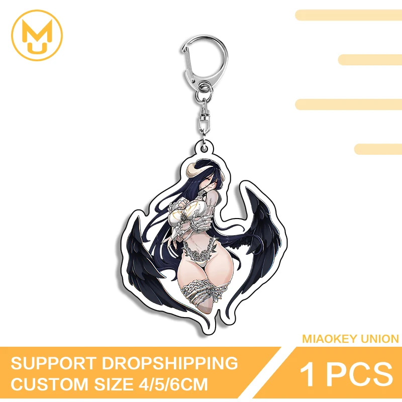 Seductive Beautiful Albedo Big Boobs Exquisite Elegant Advance Guard Double Sided Key Chains Innovative Novelty Jewelry