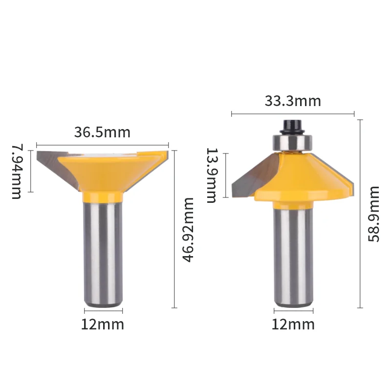 YUSUN Chamfer Stile＆Rail Set Router Bit Woodworking Milling Cutter For Wood Bit Face Mill Carbide Cutter End Mill