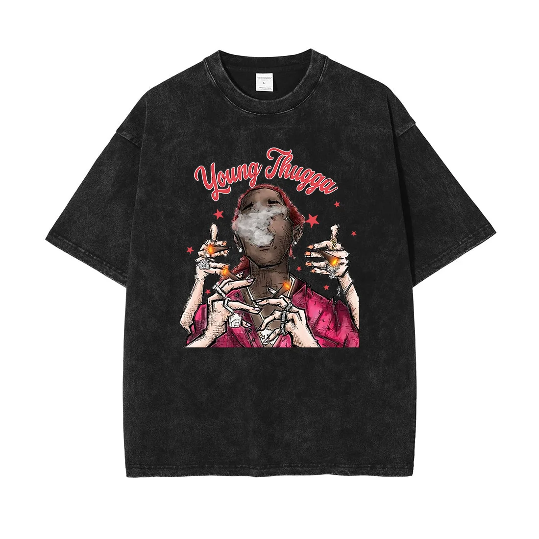 

Men Oversized T-shirt Y2K American Rapper Retro Smoking Cigarette Man Harajuku Tees Tops Casual American Style Black Clothing
