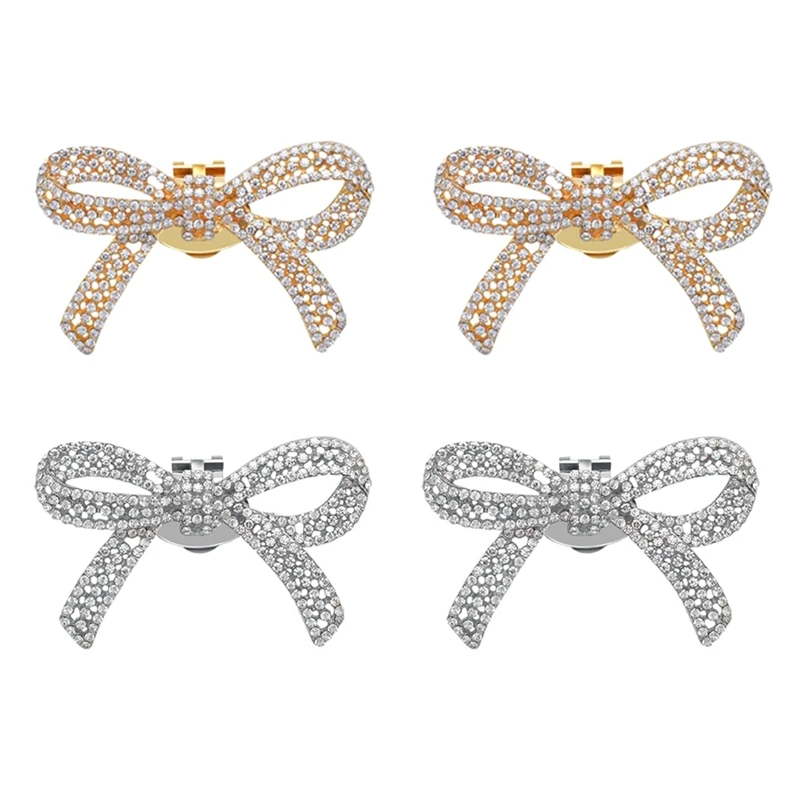 2Pcs Crystal Rhinestones Bow Shoe Clips Wedding Bridal Shoe Buckles DIY Manual Bead High Heels Flower Decorations