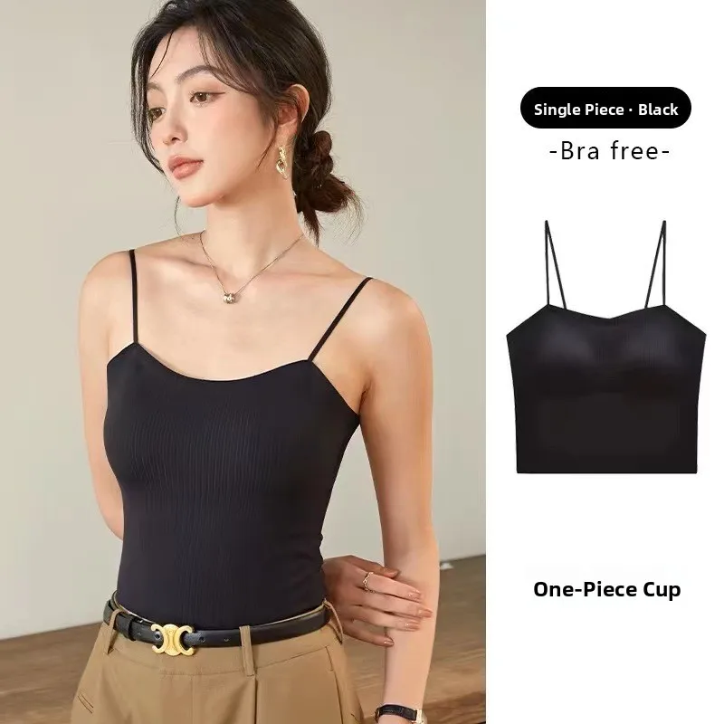 Einteiliger Weste-BH Damen Sommer Basisschicht Anti-Licht Walking Brtte Strapl Sl U-Neline Inner Wear Korean Sle