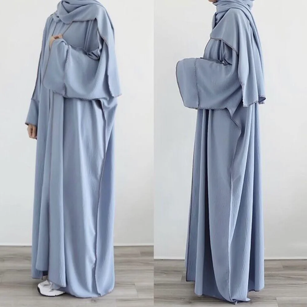 Abaya abierta musulmana para mujer, vestido de lujo de Dubái, conjunto de 3 piezas, cárdigan de Turquía, caftán con cinturón, caftán islámico, ropa