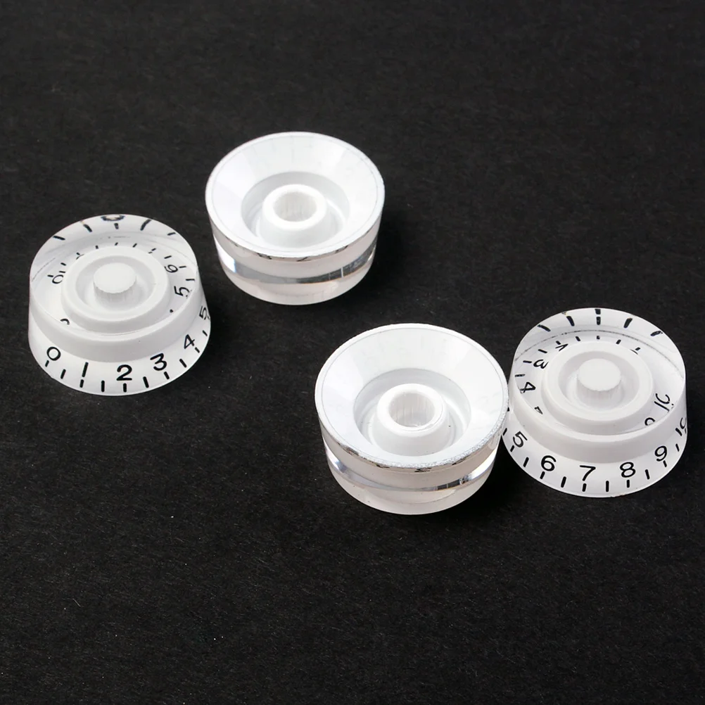 

4Pcs Guitar Knobs Volume Tone Control Premium Plastic Durable Easy Install Electric Guitar Parts Replacement White