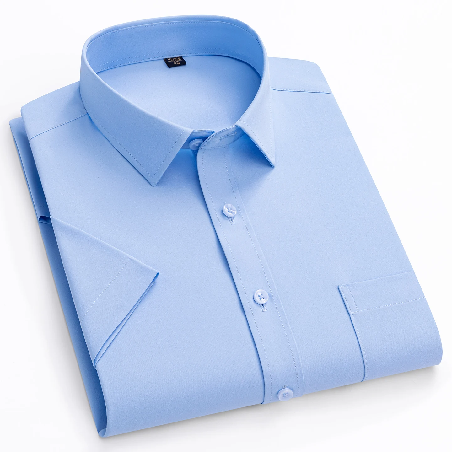 Neues Herren-Kurzarmhemd für den Sommer, bügelfrei, knitterfrei, Business-Casual, einfarbig, glatt, dünn, vielseitig, große Größen bis 7XL
