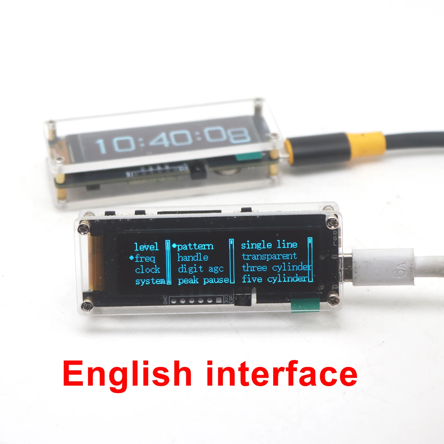 2.08 بوصة OLED الموسيقى الطيف واي فاي ساعة عرض TMIE مؤشر مستوى الصوت إيقاع محلل VU متر تيار مستمر 5 فولت-12 فولت سيارة مكبر للصوت