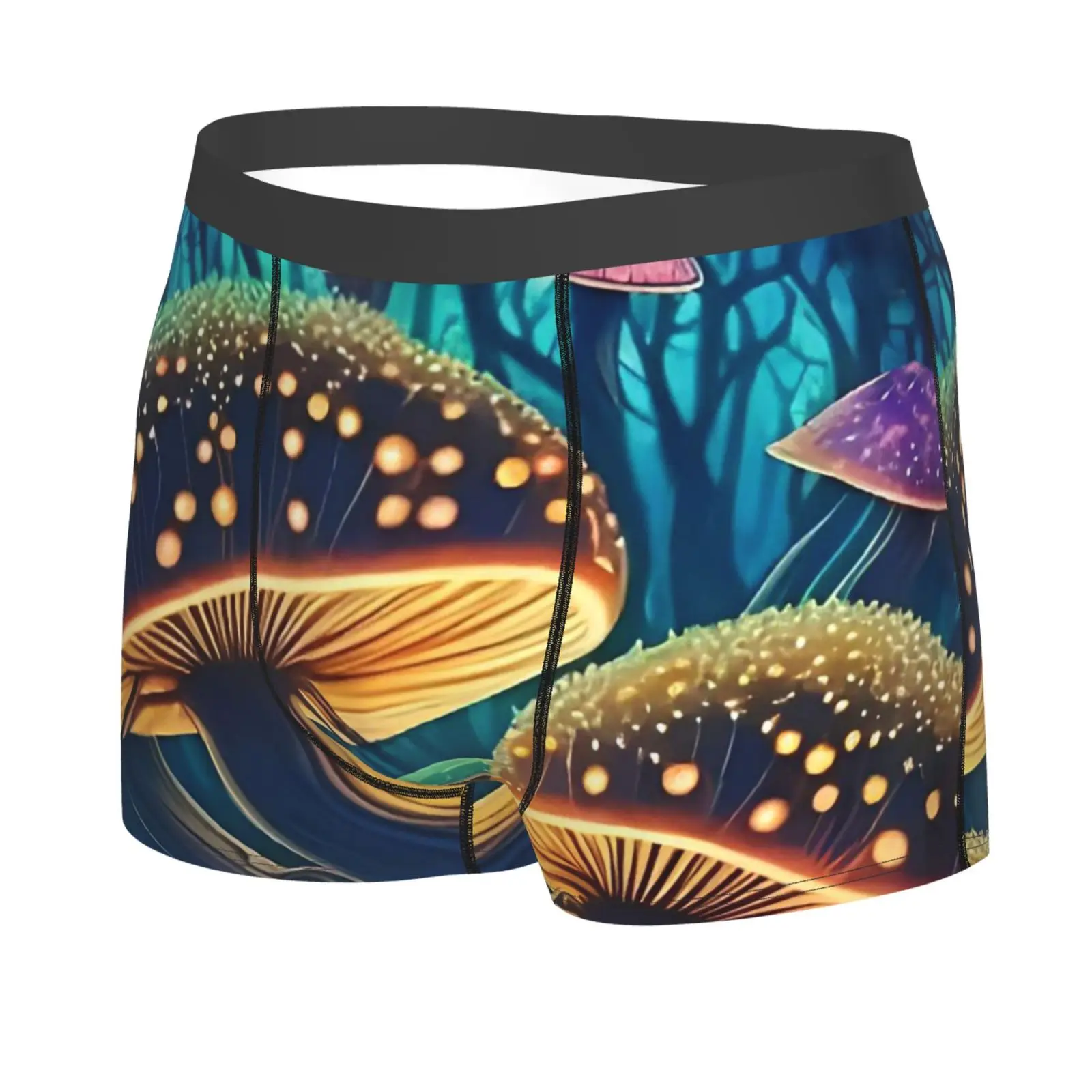 Forest Colorful Mushrooms Men Underwear Boxers Men's Novelty Underpant Breathable Printed Male Underpants Man Boxer Briefs