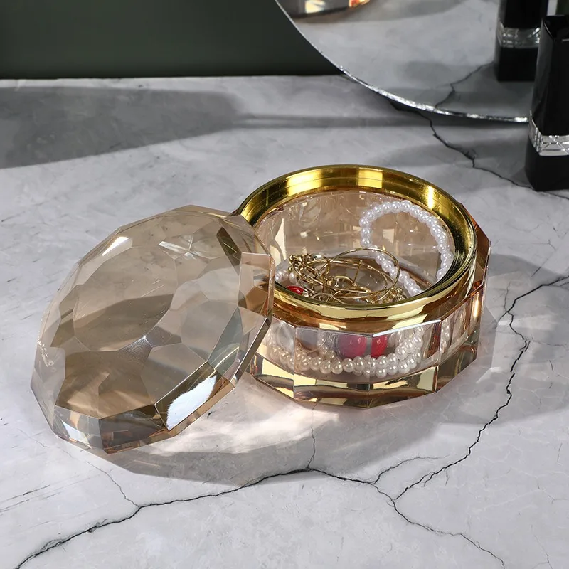 for crystal jewelry storage boxes, light luxury ins style hotel crystal glass storage decorative ornaments