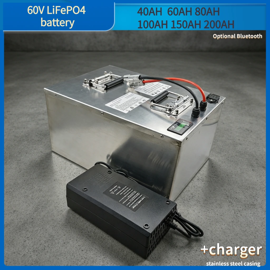 LIFEPo4 Lithium Battery Pack 60V 25Ah-100Ah with Bluetooth APP BMS 30A/50A/100A Discharging for Electric Vehicles And Power Tool