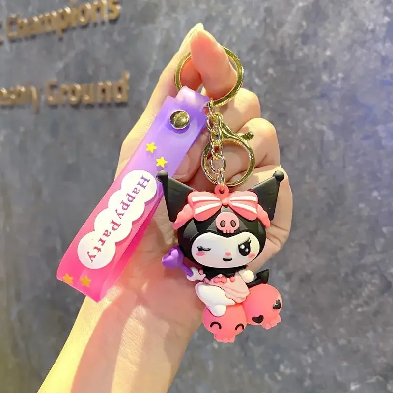 Cute Sanrio Keyring for Women Child Bag Decoration Pendants Kuromi Key Chain Adult Child Schoolbag Toy Figures