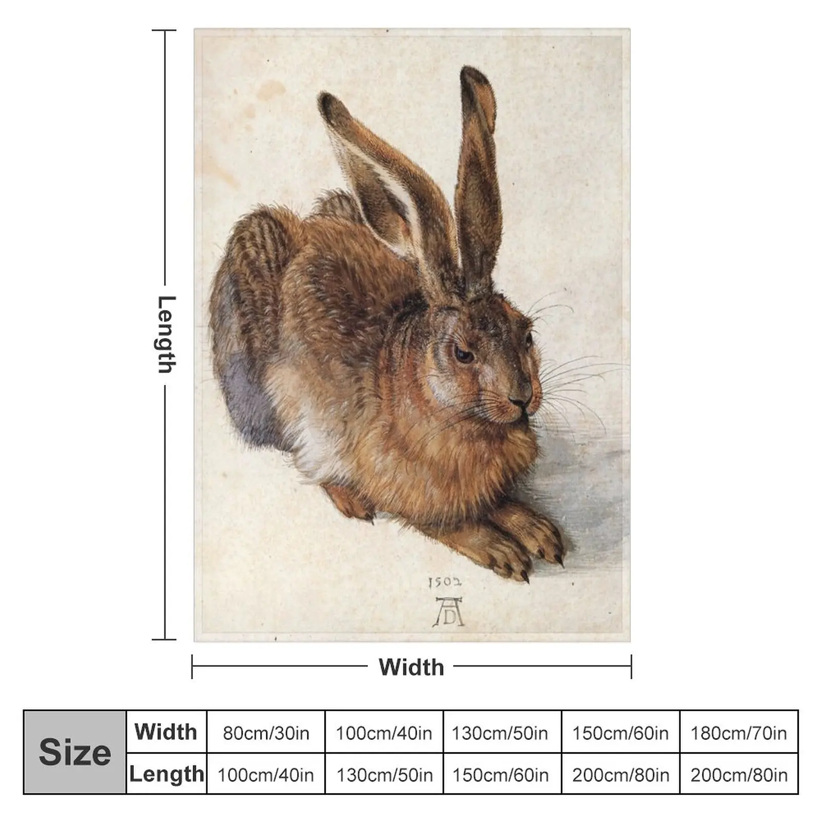 RABBIT - YOUNG HARE Antique Animal Drawings Throw Blanket Fluffy Shaggy Blanket Plaid on the sofa