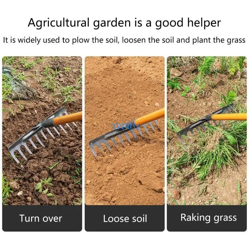 

E15A Manganese Steel Rakes with 11/9 Tines Heavy Duty Garden Rakes Suitable for Home Gardeners & Professional Farmers Alike