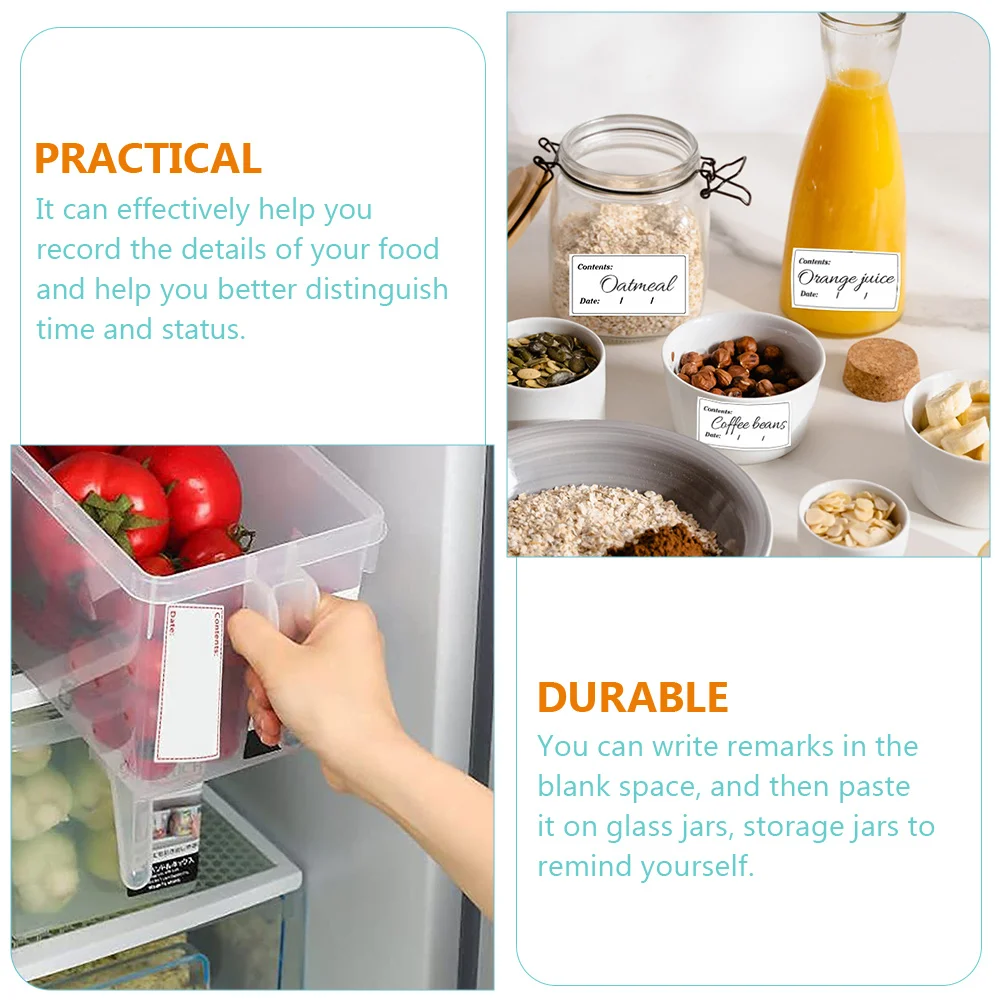 200 Pcs Sticker Food Date Stickers Waterproof Fridge Labels Pvc Self-adhesive Freezer