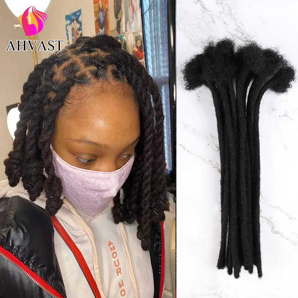 VAST 0.6cm 20/40/60 Strands 100% Human Hair Afro Kinky Dreadlock Extensions for Women Full Head Handmade Human Locs Extension