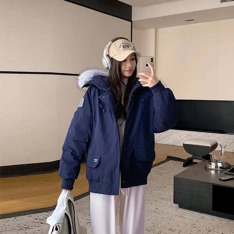 

YYAHAHAS 2025 модная новая рабочая одежда с большим воротником для волос, парки, куртка, свободная толстая куртка корейского издания, женская одежда