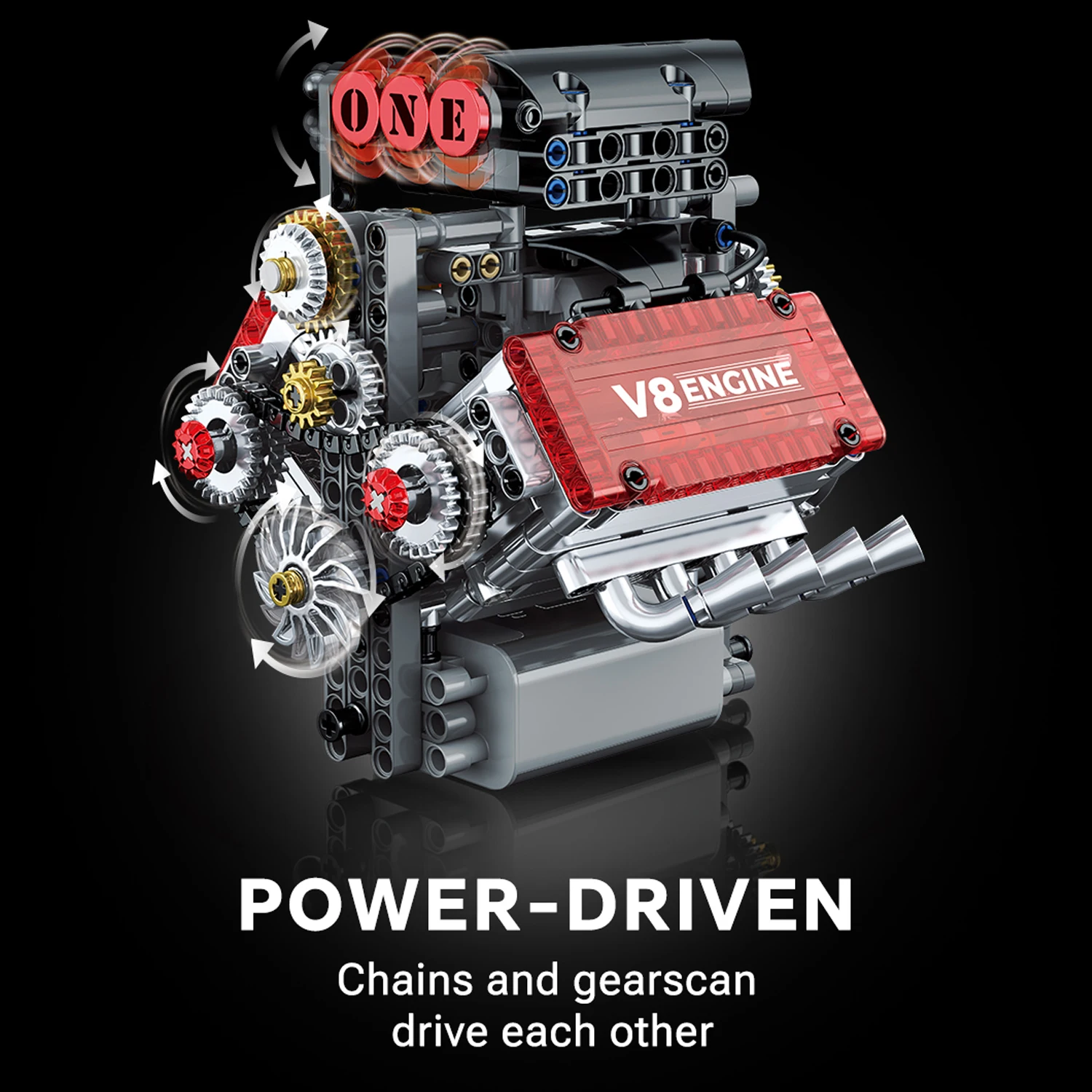 Más de 478 Uds. Modelo de figura con tecnología mecánica de potencia del motor V8, montaje de bloques de construcción de alta dificultad, juguete para regalo para niños y adultos