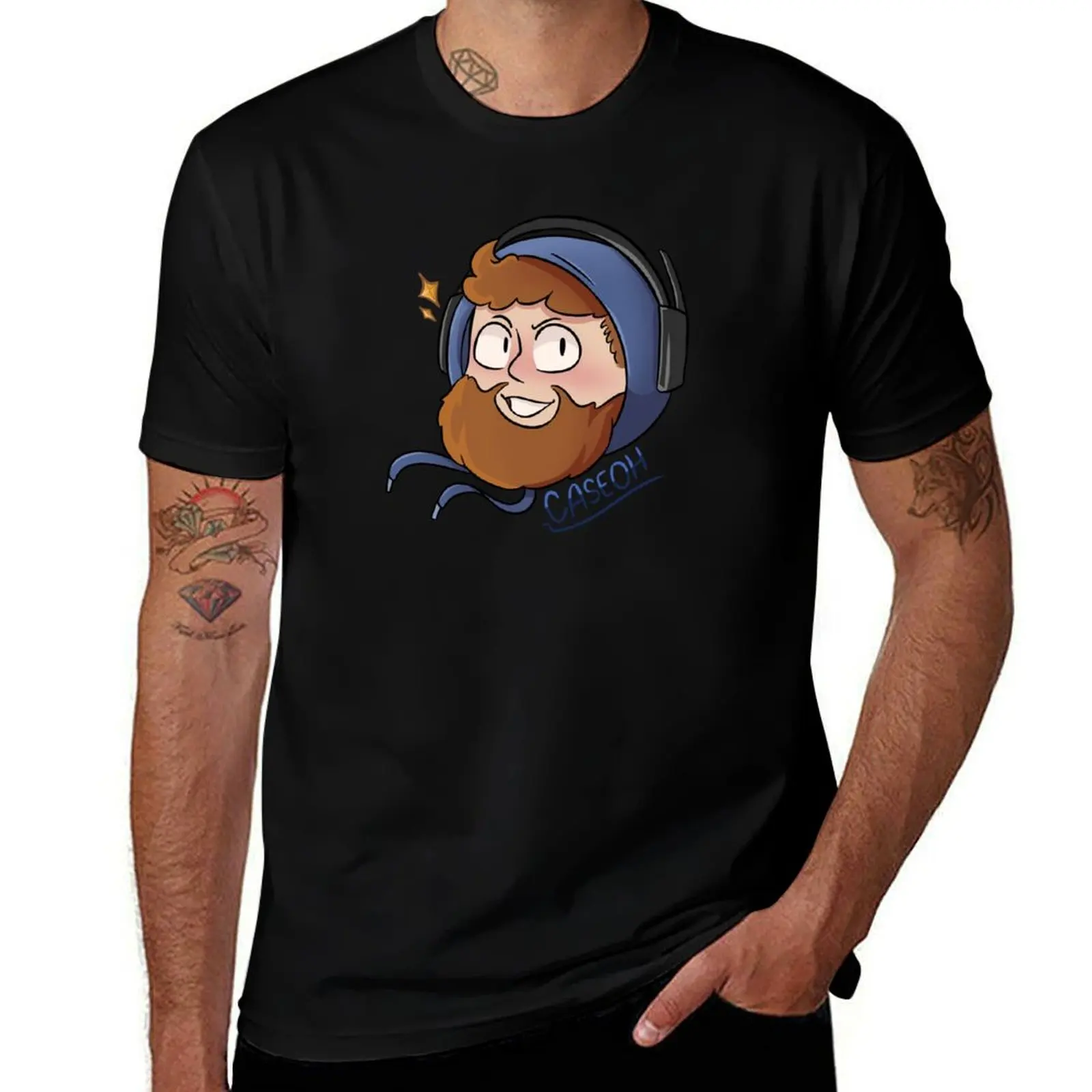 

CaseOh Simple Cartoon Headshot T-Shirt Casual All Match Tee Shirt for Men