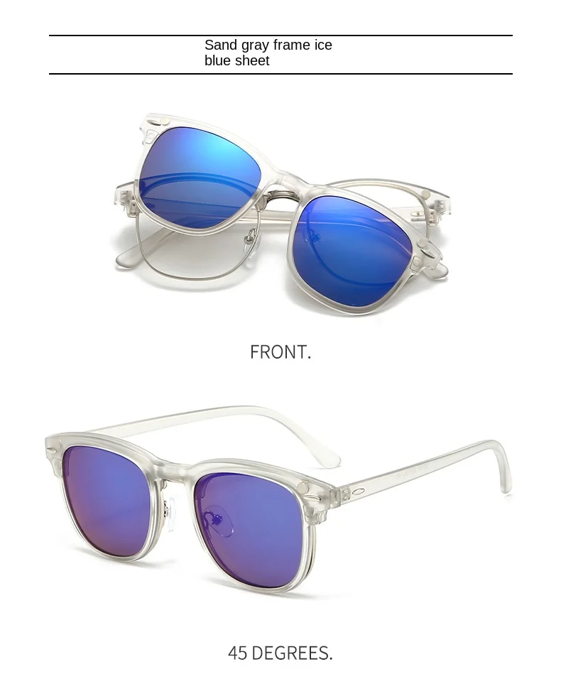 VCKA 6-in-1 Myopie-Polarisierte Sonnenbrille, transparenter grauer Rahmen, für Männer und Frauen, Clip-Magnetbrille, individuelle optische Brille, -0,5 bis -10 – Detail 14