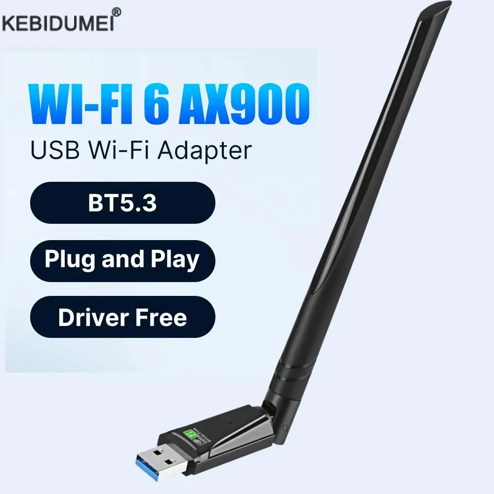 AX900 USB 와이파이 6 블루투스 5.3 어댑터, 2 in 1 동글 듀얼 밴드 2.4G 및 5GHz USB 와이파이 네트워크 무선 WLAN 리시버 드라이브 무료