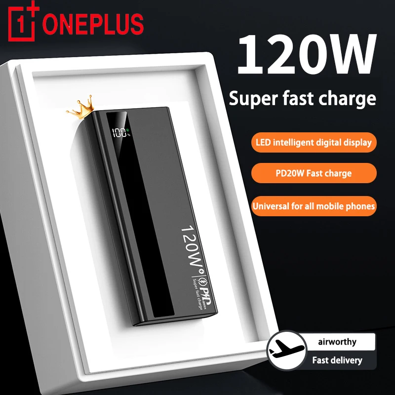 OnePlus Neue 120 W Mobile Power Bank Schnellladung Mobile Power Bank Große Kapazität 200000 mAh Digitalanzeige 100000 mAh
