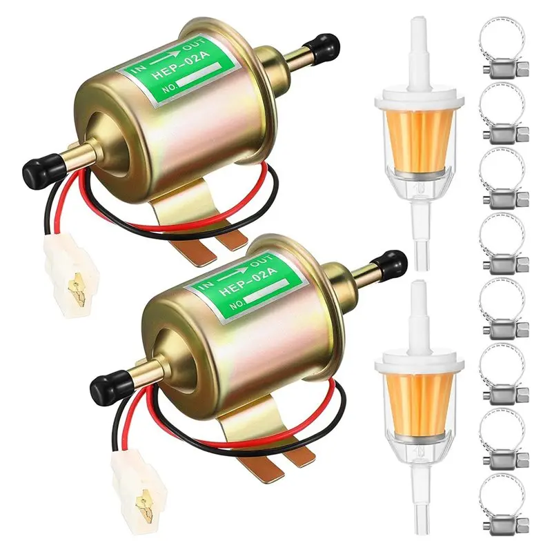 طقم مضخة الوقود الكهربائية ABJJ (12 فولت) قطعتان من الضغط المنخفض 3-6 رطل لكل بوصة مربعة غاز وديزل مضمن مع مرشحين و8 مشابك خرطوم