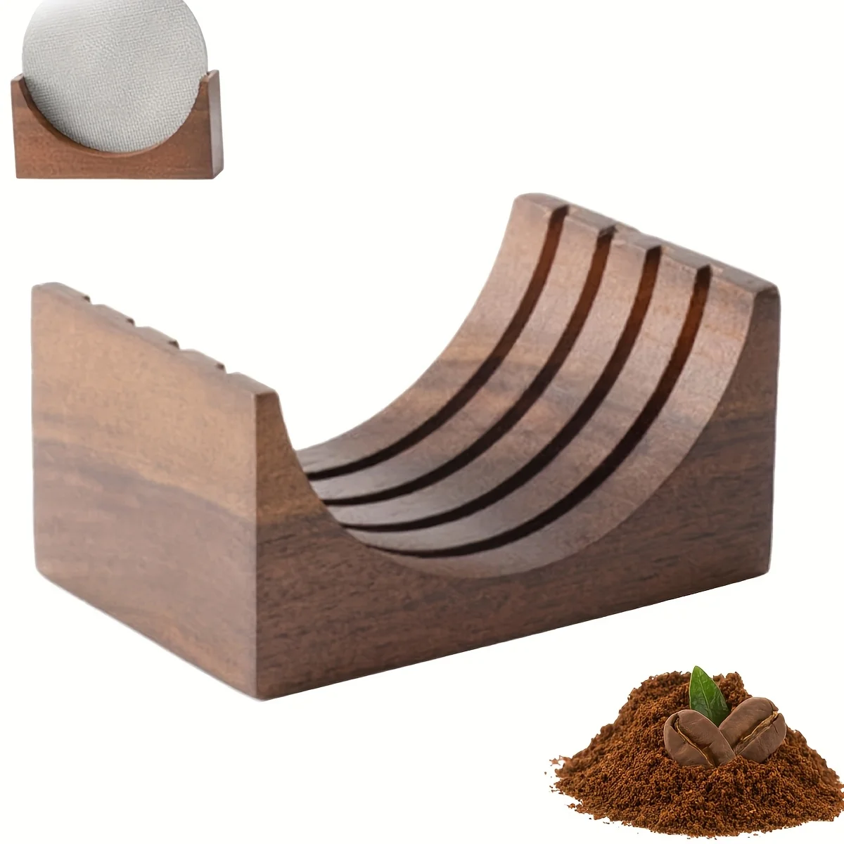 

E2 Coffee Puck Screen Stand, Espresso-Puck Screen Walnut-Stand Coffee Reusable Filter for 51/53/58mm Coffee Filter Screen Holder