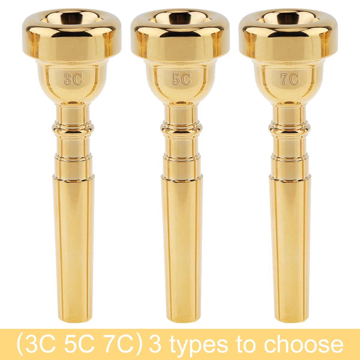 3C 5C 7C Gold / Silver Plated Copper Alloy Trumpet Mouthpiece, Professional Rich Tone Mouthpiece