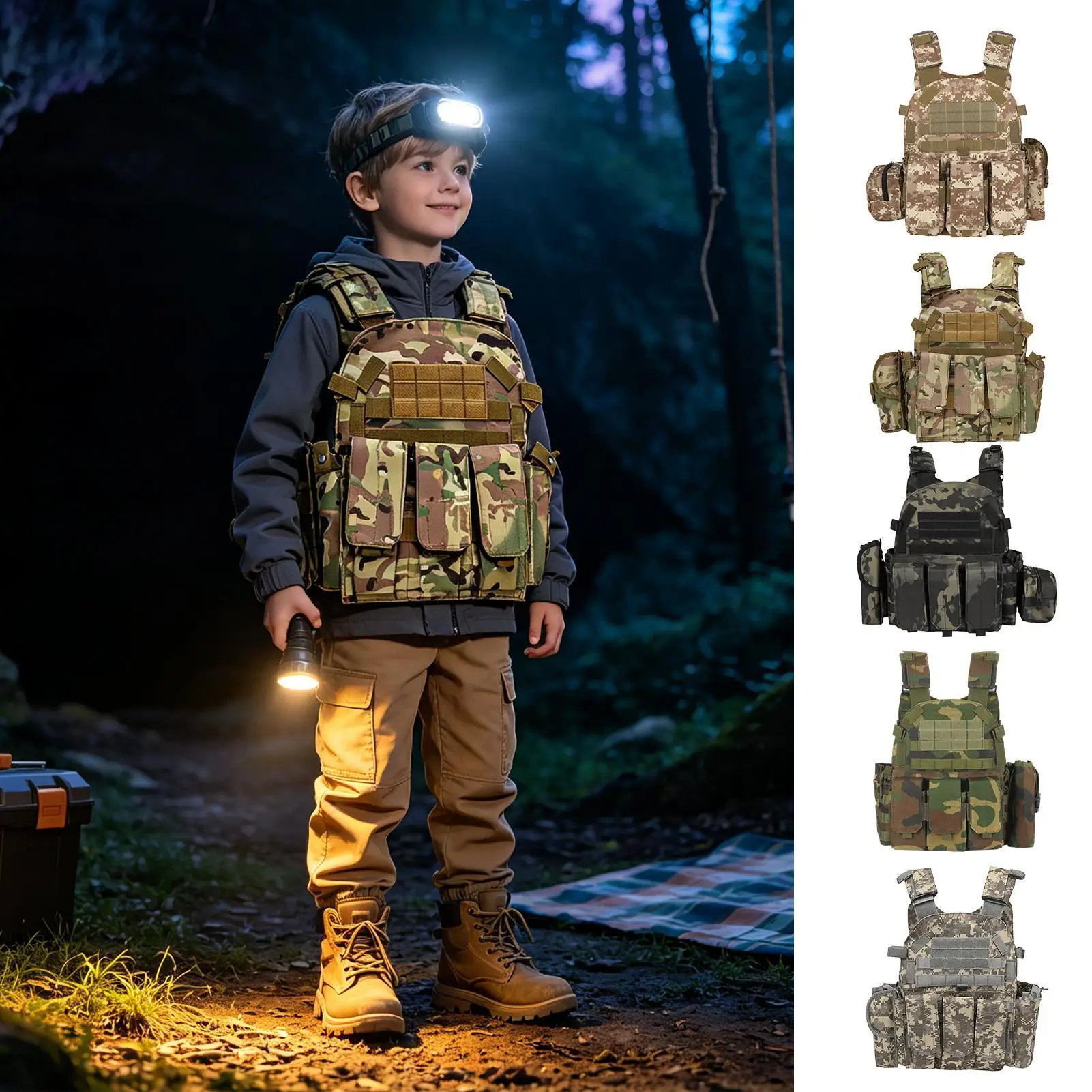 Airsoft Kids Vest Adjustable Outdoor Paintball Game Accessories Youth Role-Playing Vest For Boys Girls Teens School Activities