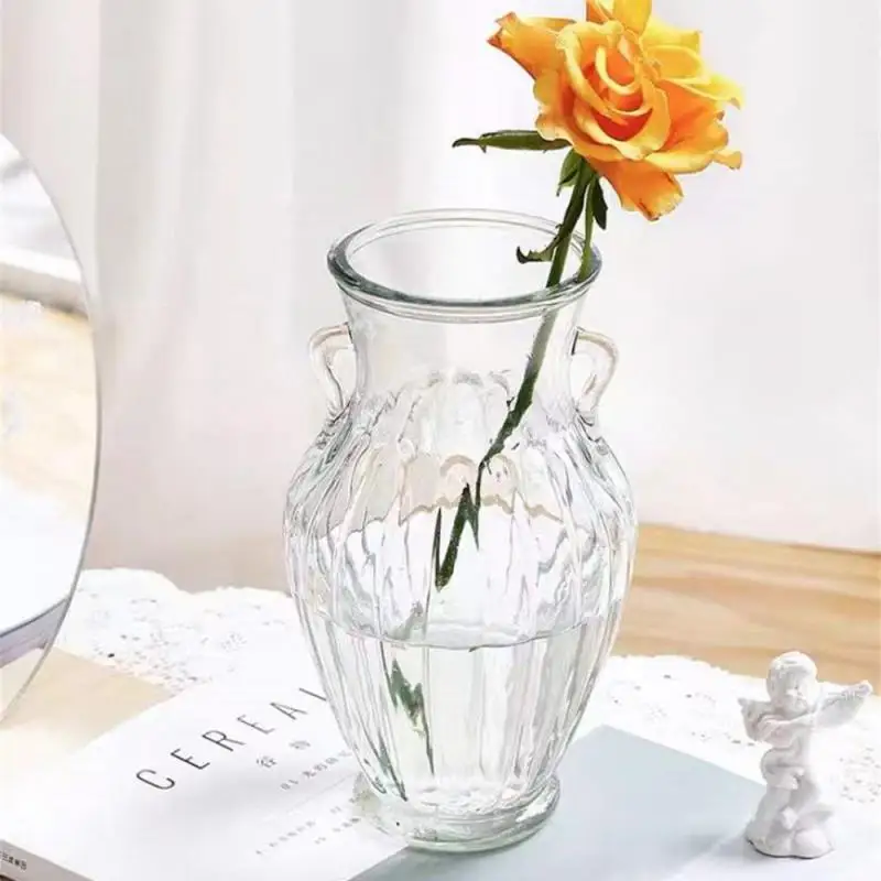 Binaural Vase Safe Glass Home Decoration For Photography Decoration Flower Vase Clear Vertical Strip Vase Glass Vase Simple