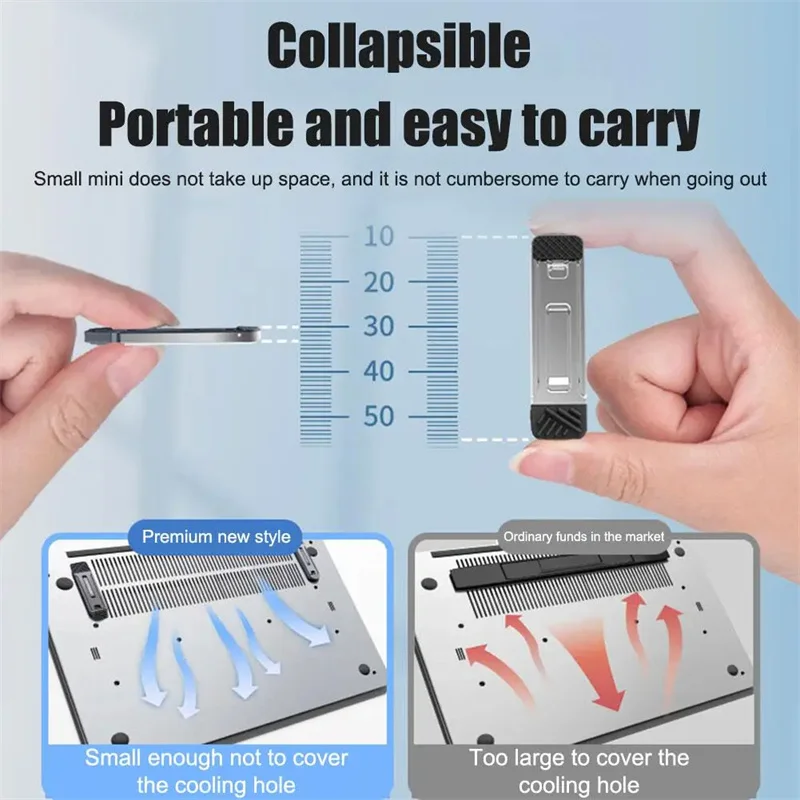 Mini supporto per Laptop in lega di zinco gambe Riser per Laptop invisibili pieghevoli regolabili in altezza per supporto antiscivolo per Notebook