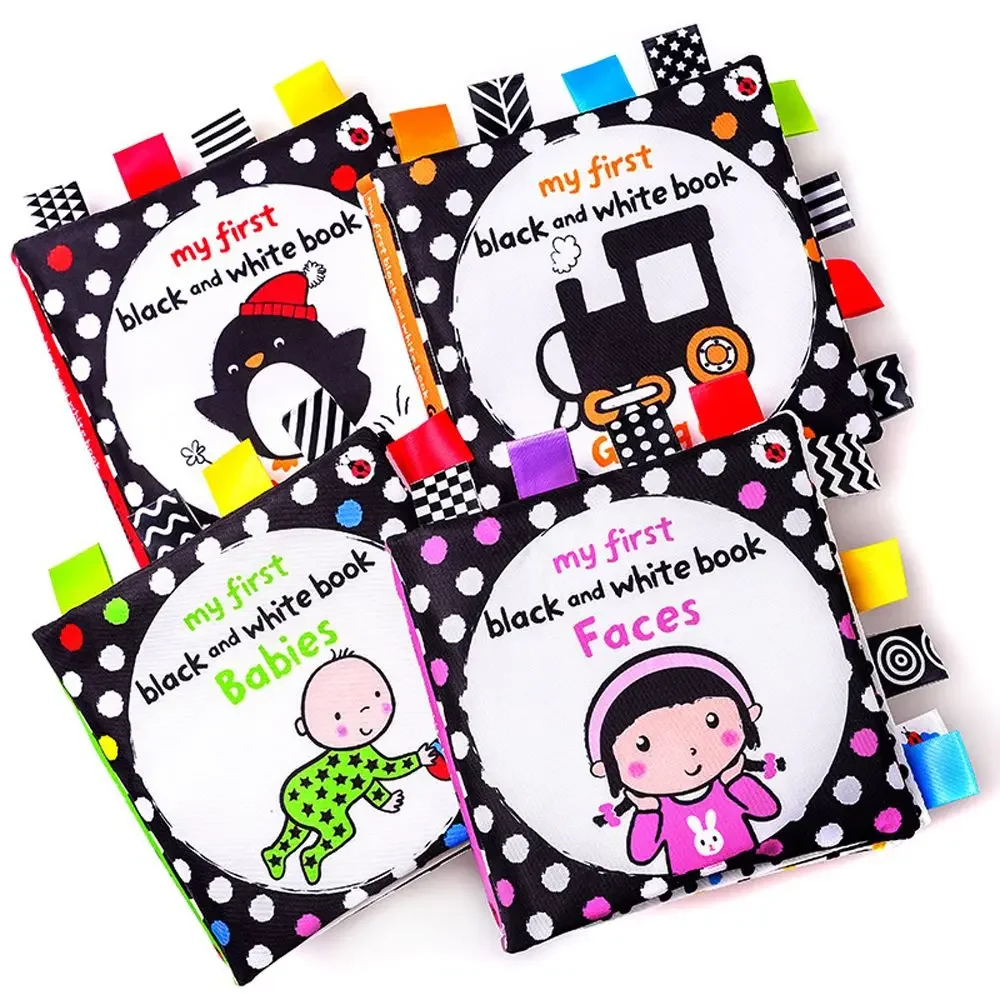 Black White Enlightenment Educational Toy Animal Marine Label Stereo Book for Toddler Xmas Toy Baby Visual Excitement Cloth Book