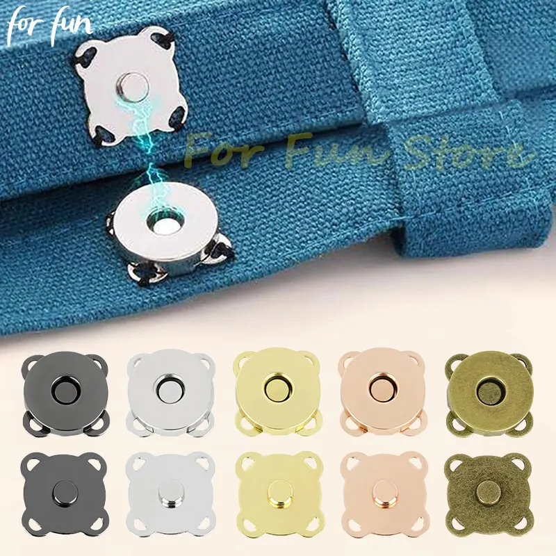 

For Fun 10Sets Snap Fasteners Kit Metal Plum Blossom Magnetic Buckle Square Sewing Button Wallet Handbag Clothes DIY Accessories