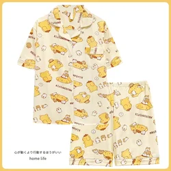 Sanrio pudding dog silk pajamas women's summer thin cotton short-sleeved shorts cute cartoon comfortable home women's pajamas