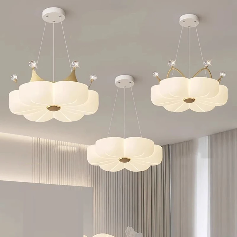 

Modern Crown Pendant Lamps Flower Ceiling Lights Bedroom Living Room Study Indoor Lighting PE Sconce Children's Room Chandelier