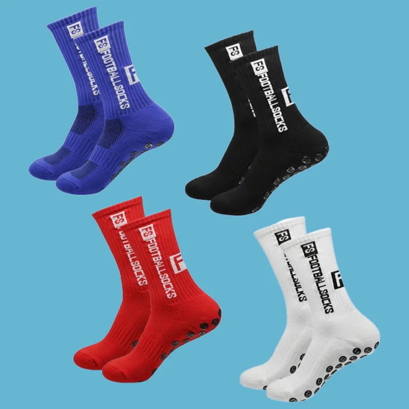 

4 Pairs 2024 New Soccer Socks Sports Grip Socks Anti-slip Basketball Socks Spot Rubber Anti-slip Cotton Soccer Socks