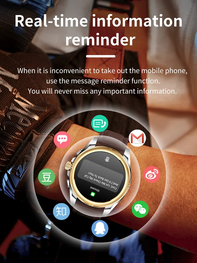 Time Owner New1.43 "reloj inteligente para hombres llamada inalámbrica/marca 100 + modo multideporte Fitness ritmo cardíaco monitoreo de salud Smartwatch