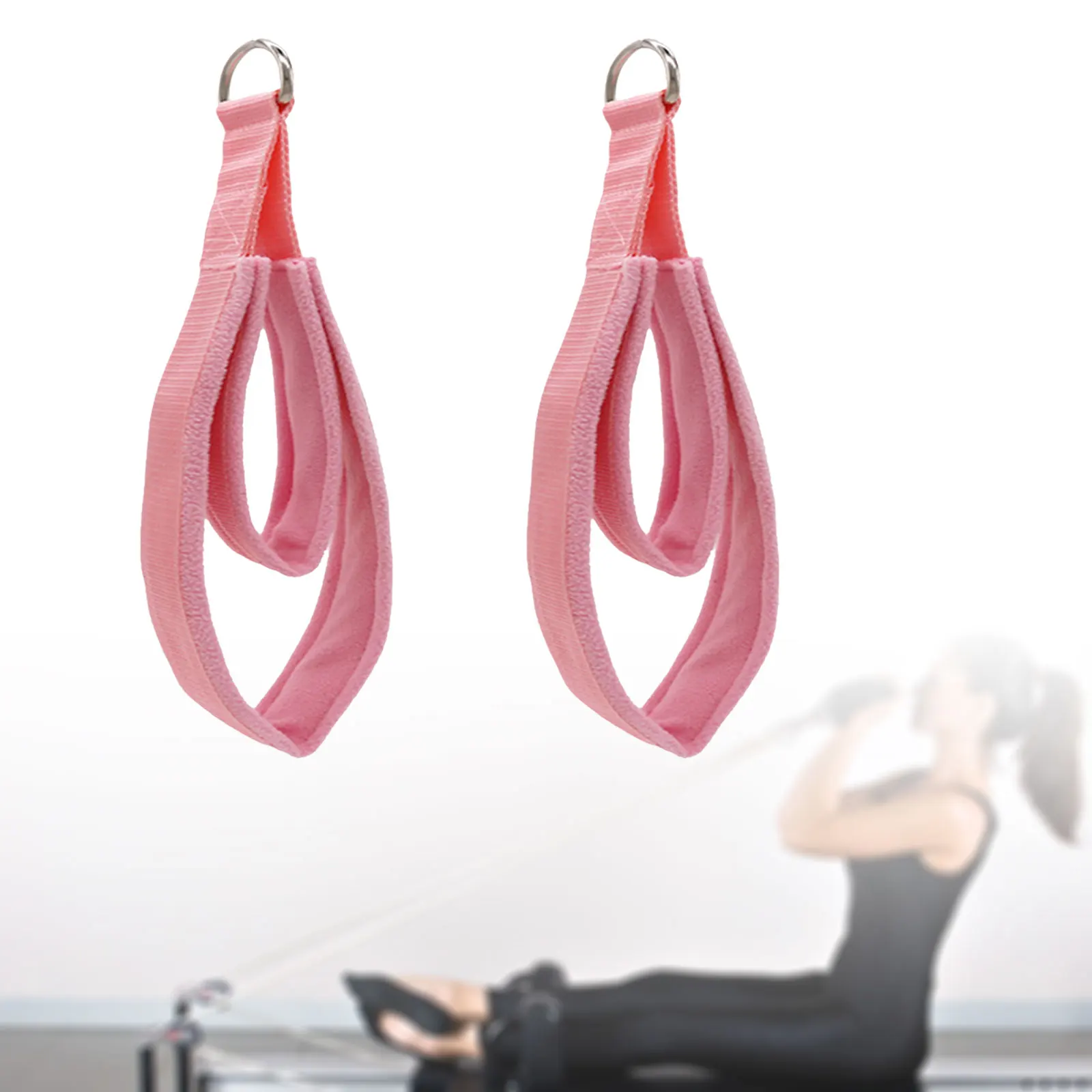 2Pcs Pilates Double Loop Straps D Rings Straps Yoga Exercise Equipment Home Gym Stretch Exercise Band Waist Back Leg Yoga Straps