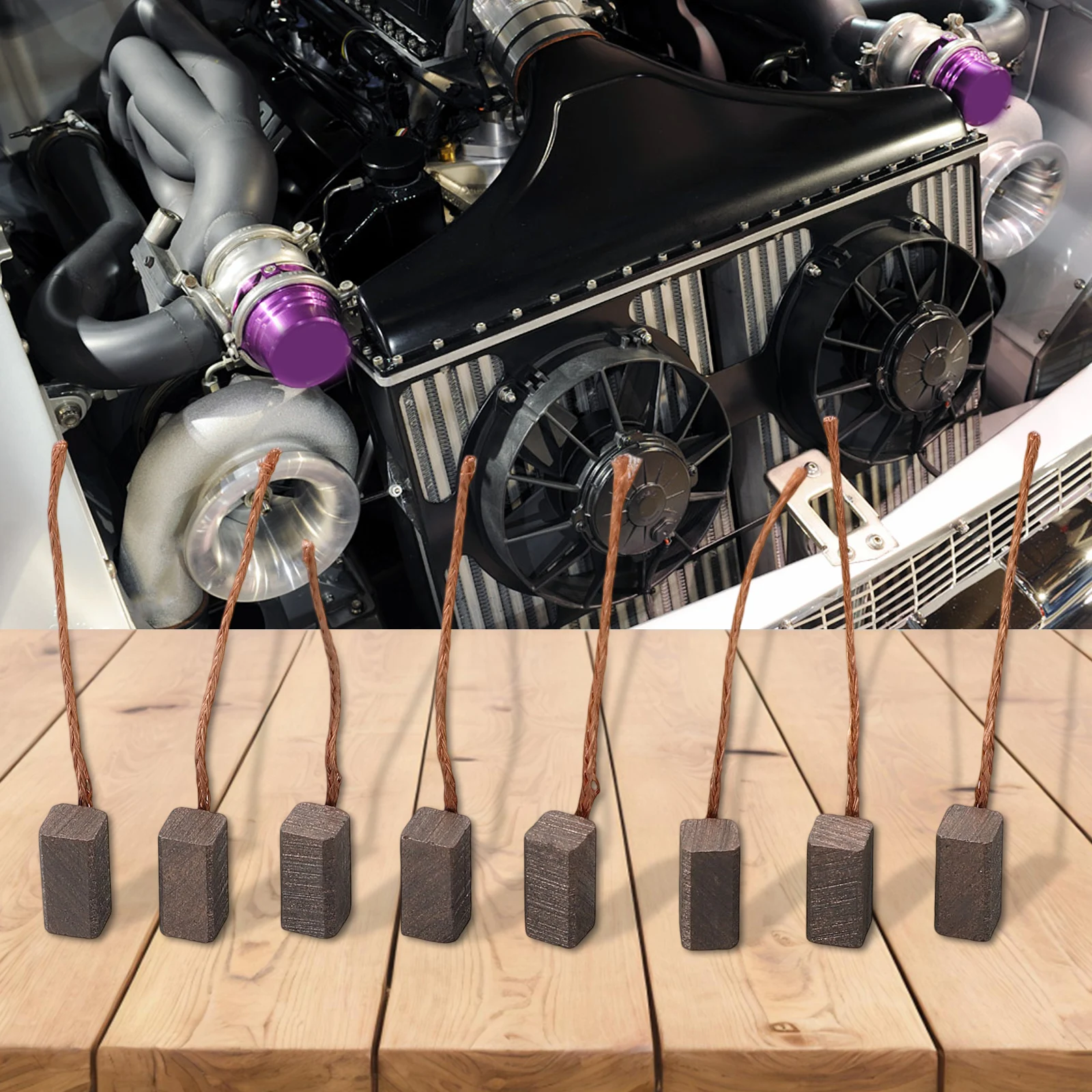 

Set of 8 Carbon Brushes for Motors Excellent Conductivity and Low Resistance Suitable for Automotive and Tool Use