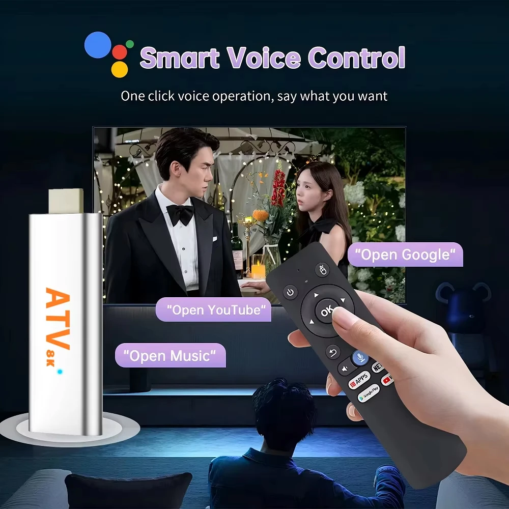 2026 Q15 ATV TV Stick Android 16 Allwinner H313 Dual WiFi Bluetooth 6.0 8K Ultra HD 8GB+256GB Voice Remote Google Assistant view 2